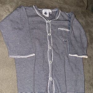 Petit Bateau one piece baby navy white Striped Kids soft 6 months 67 cm
